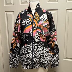 Adidas/Farm Rio Black Floral & Animal Graffiti Print Full-Zip Lightweight Jacket